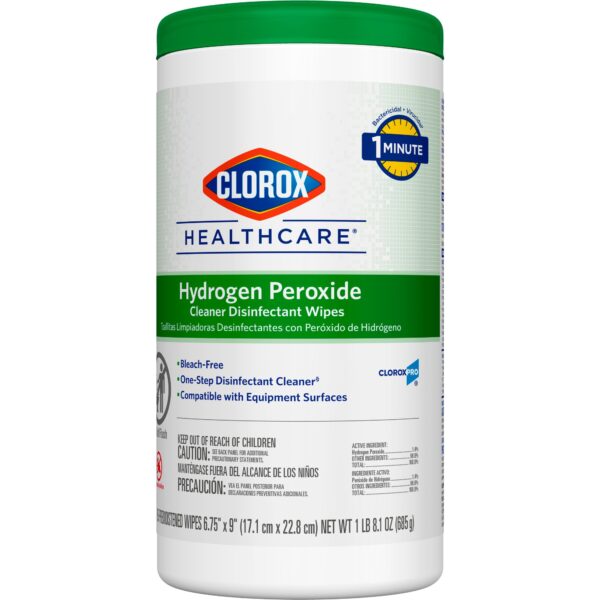 Clorox Healthcare Hydrogen Peroxide Disinfectant Wipes Canister – 95 Count, Unscented, Hospital-Grade Surface Cleaner and Disinfectant - Image 5