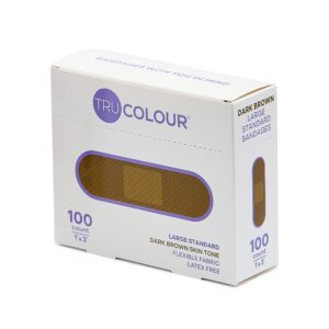 Tru-Colour Skin Tone Shade Fabric Bandage Adhesive Strip, Dark Brown, 1 x 3 Inch