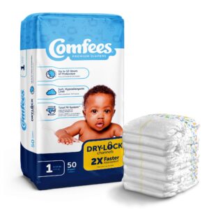Comfees Size 1 Baby Diapers with Total Fit System and Refastenable Tabs by Comfees - 50 Pack