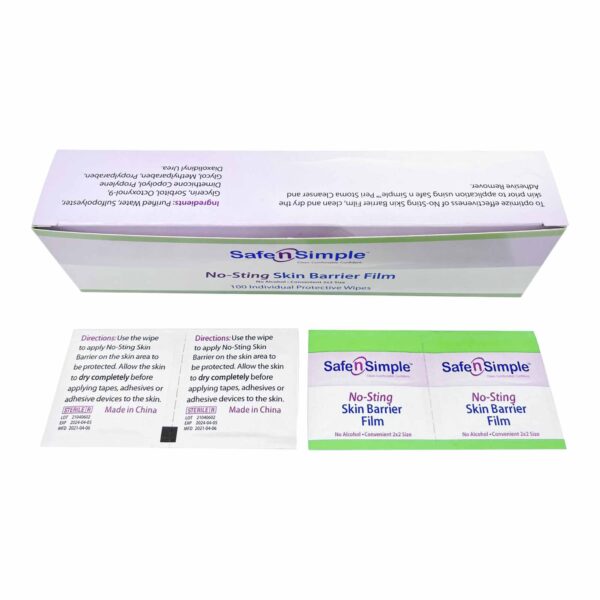 Safe N Simple™ No-Sting Skin Barrier Wipes - Sterile, Unscented, Alcohol-Free, 100 Count - Image 2