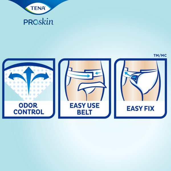 TENA ProSkin Flex Super Belted Incontinence Briefs, Extra Large (Size 20, 41-61 Inch Waist) - Heavy Absorbency, Breathable, FSA Eligible - Image 8