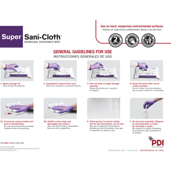 Super Sani-Cloth® Large Germicidal Disinfectant Wipes – Soft Pack, 80 Count - Image 2