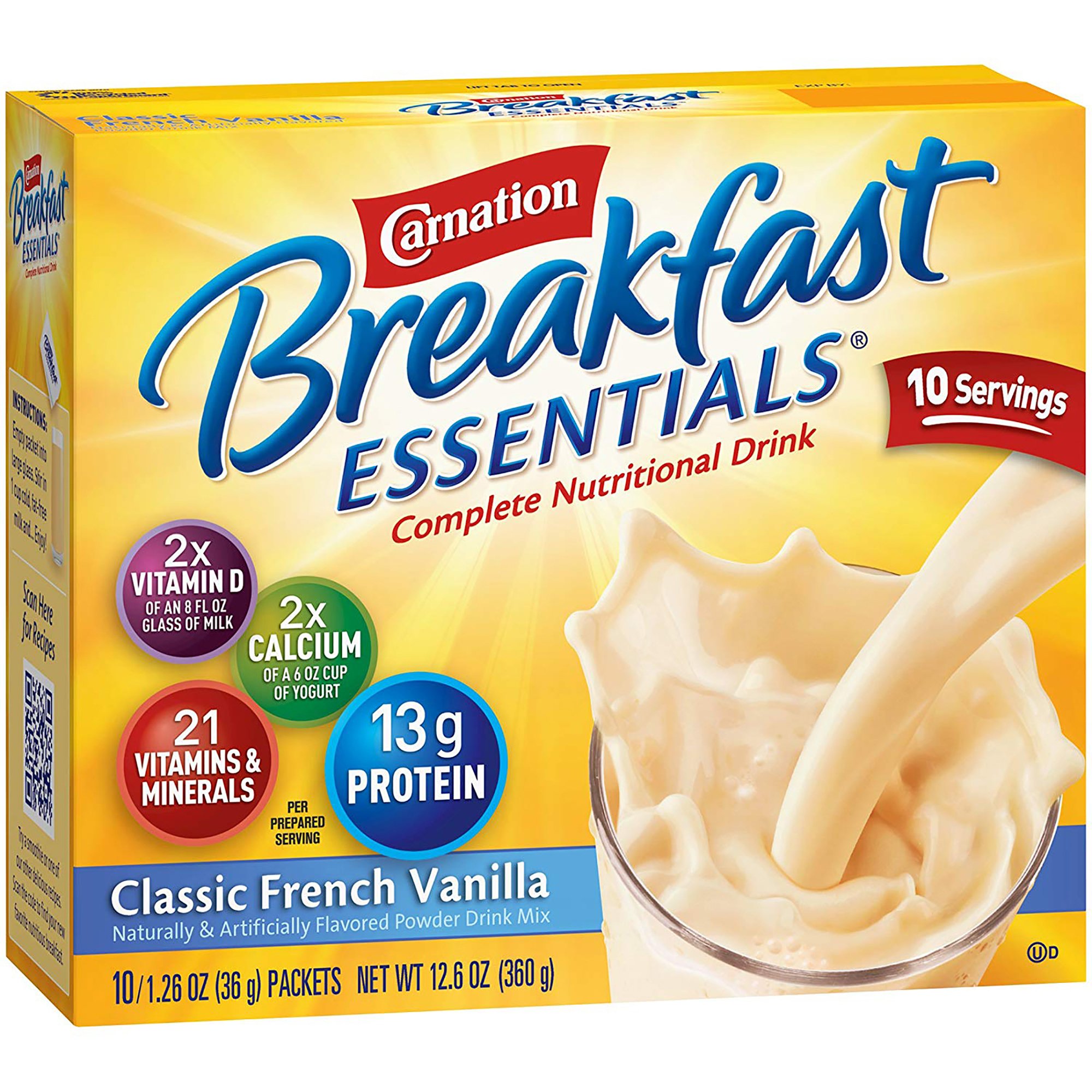 Carnation Breakfast Essentials Vanilla Nutritional Drink by Nestle * Protein & Vitamin-Rich Powder for Kids and Adults