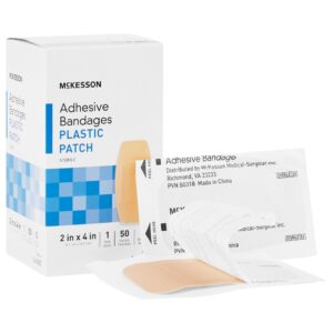 McKesson Tan Adhesive Bandage, 2 x 4 Inches - Sterile Plastic Wound Cover