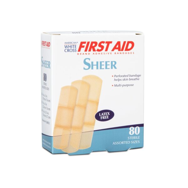 American White Cross Sheer Adhesive Bandages - Assorted Sizes, 80 Count - Image 2