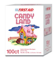 American White Cross Stat Strip Candy Land Adhesive Bandages * 3/4 x 3 inches
