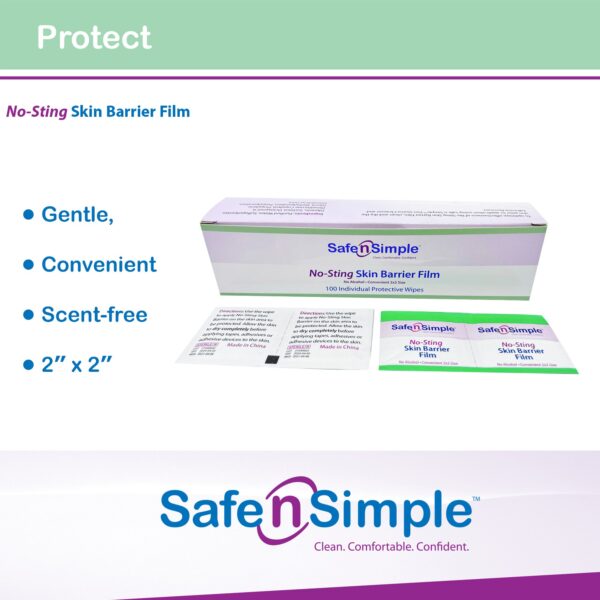 Safe N Simple™ No-Sting Skin Barrier Wipes - Sterile, Unscented, Alcohol-Free, 100 Count - Image 9