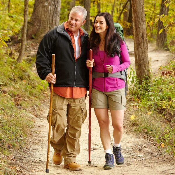 Brazos* Hickory Rustic Walking Stick - 58 Inch Durable Hiking Cane with Leather Loop and Rubber Ferrule - Image 5
