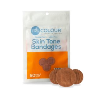 Tru-Colour Brown Adhesive Spot Bandages - Waterproof Fabric, 50-Pack