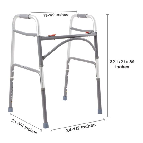 McKesson Steel Bariatric Folding Walker with Adjustable Height and 500 lb Capacity - Image 3