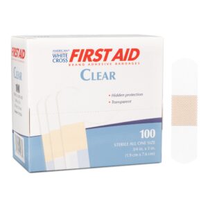 American White Cross First Aid Clear Adhesive Bandage, 3/4 x 3 Inches