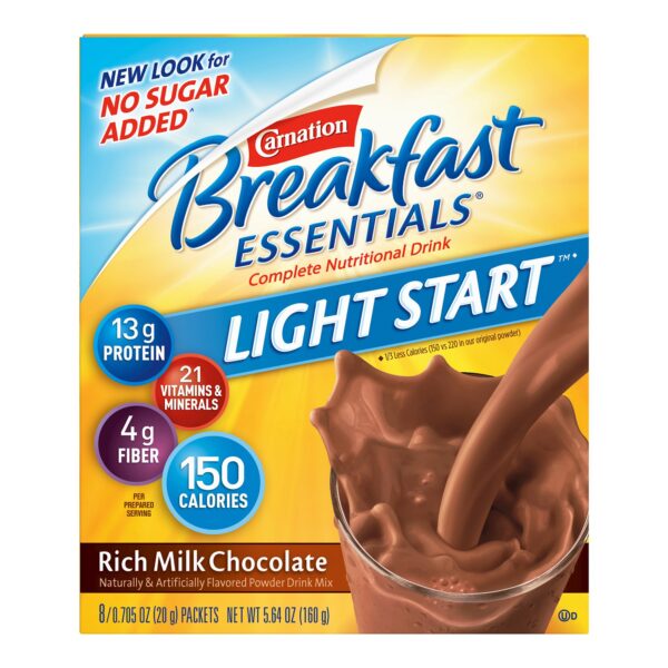 Carnation Breakfast Essentials Light Start Chocolate Nutritional Drink - Instant Powder Supplement with 21 Vitamins & Minerals - Image 3