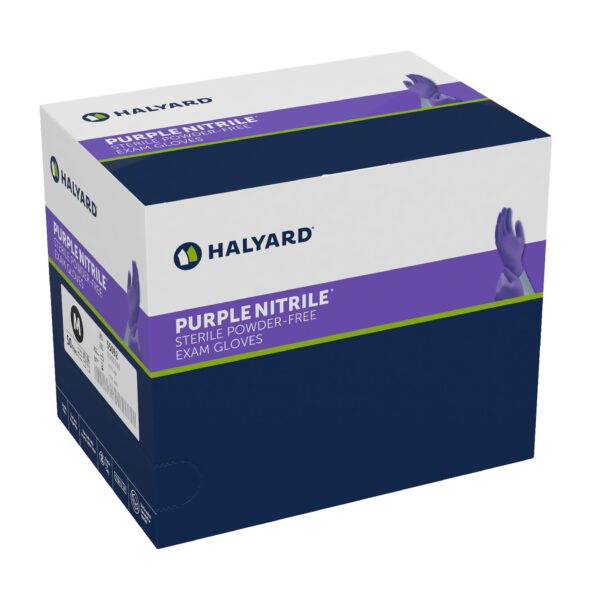 Purple Nitrile® Exam Gloves, Medium – Powder-Free, Textured Fingertips, Beaded Cuff, Sterile, 9.5 Inch Length - Image 2