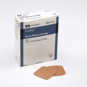 Curity* Adhesive Spot Bandage 1.5 x 1.5 Inch with Breathable Vinyl Film, 50 Pack