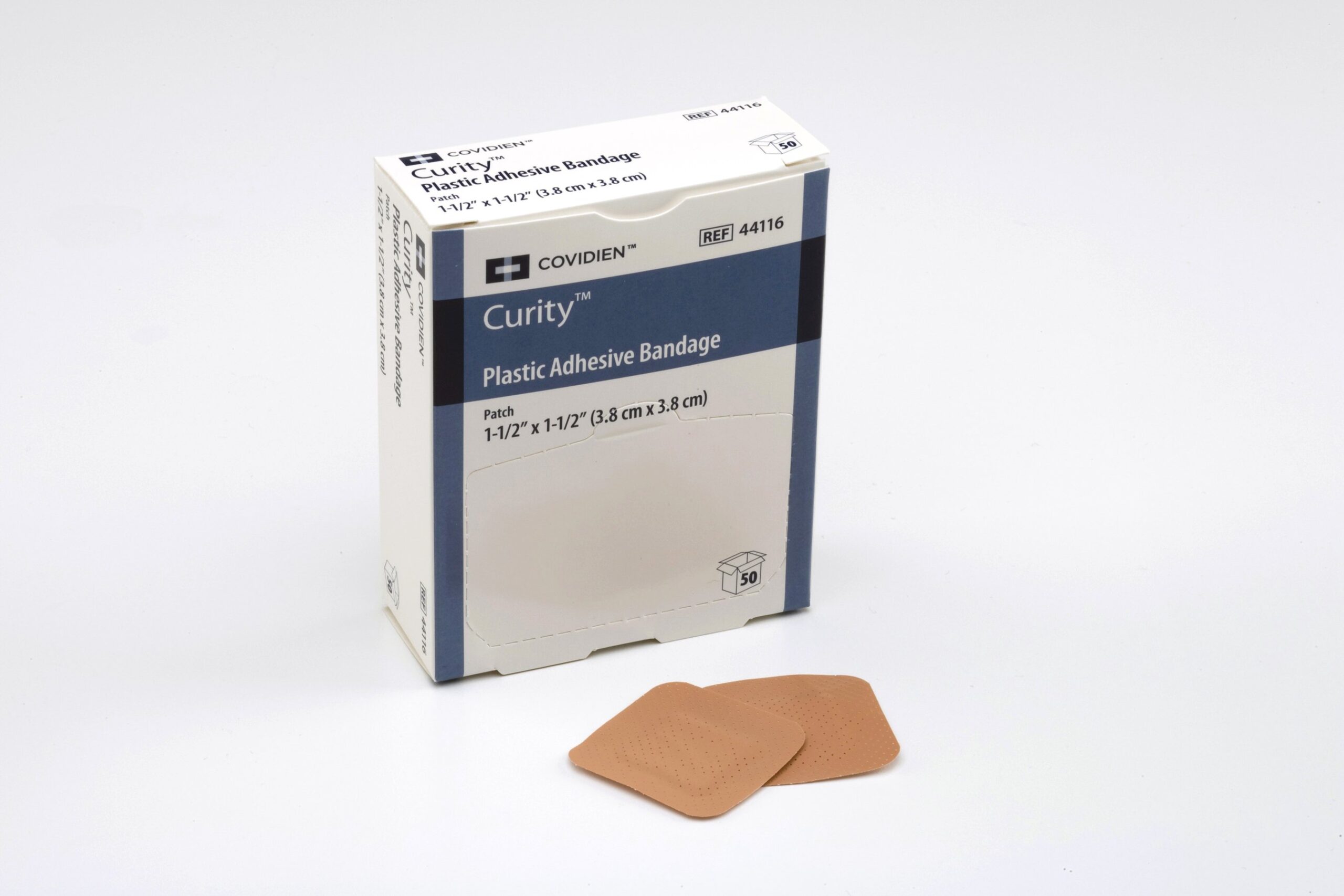 Curity* Adhesive Spot Bandage 1.5 x 1.5 Inch with Breathable Vinyl Film, 50 Pack