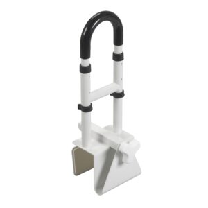 Drive™ Clamp-On Tub Rail in White Steel – Adjustable Bathtub Support with 300 lb Capacity