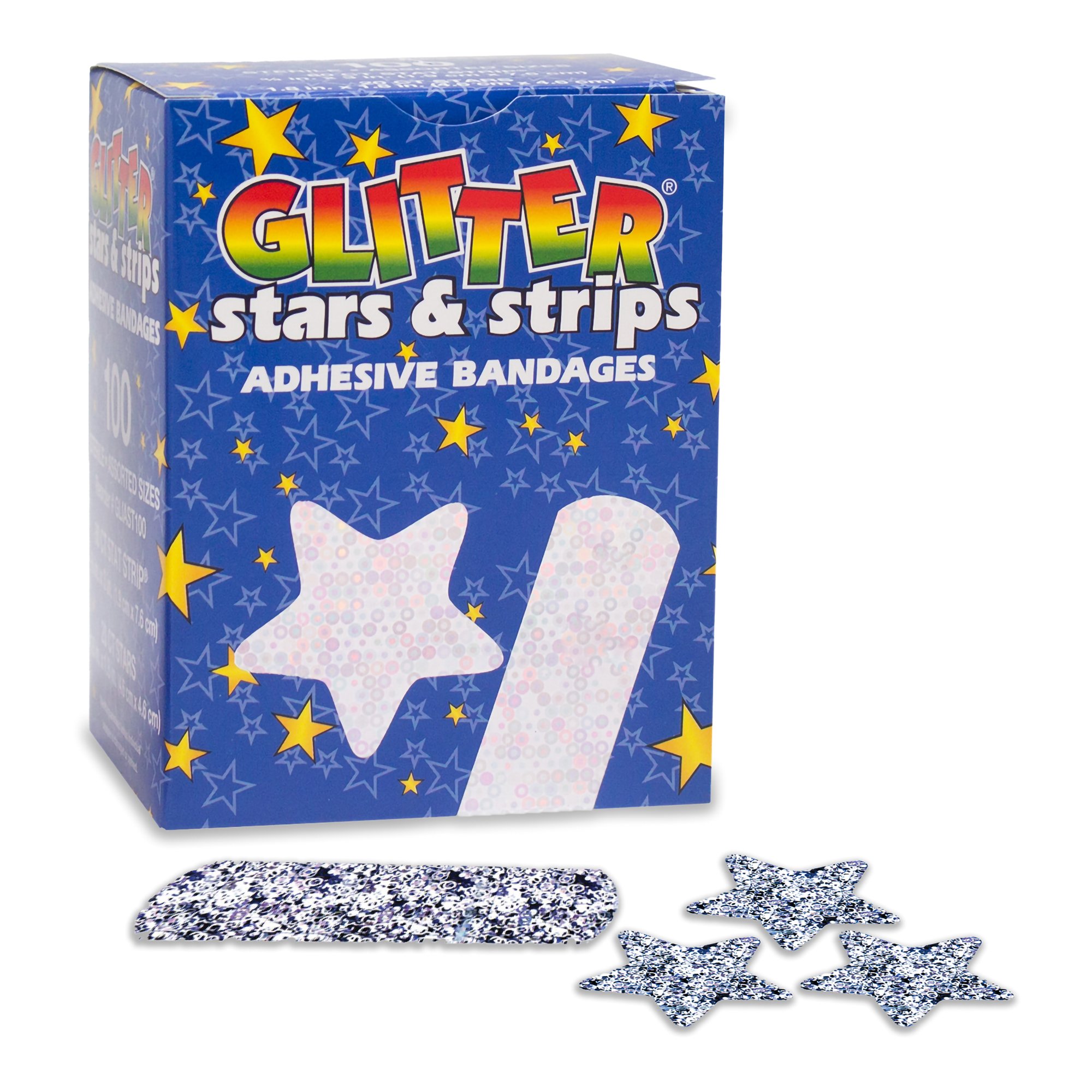 Stat Strip Glitter Kid Design Adhesive Bandages - 3/4 x 3 Inches (100-Pack)