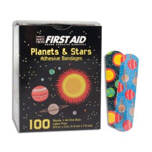 American White Cross First Aid Kid Design Adhesive Bandages with Planet and Star Patterns, 5/8 x 2-1/4 Inches