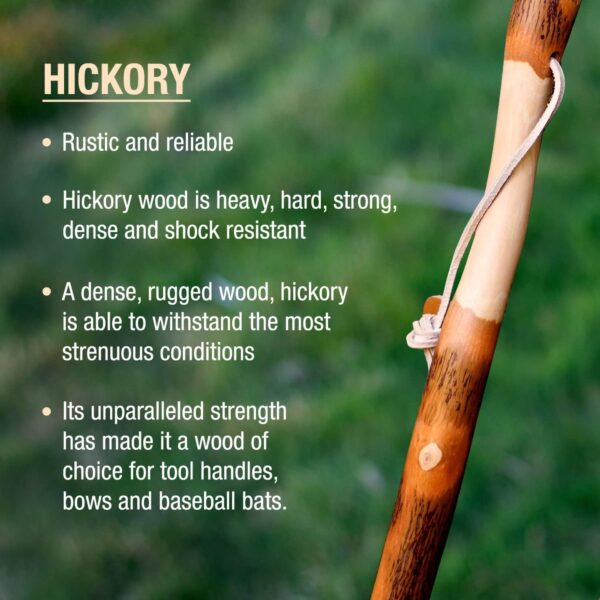 Brazos* Twisted Hickory Rustic Walking Stick, 41-Inch * Durable Hiking Cane with Wood Handle and 250 lb Capacity - Image 7