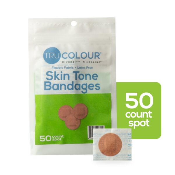 TruColour Olive Adhesive Spot Bandages * Waterproof Fabric Wound Care, 50 Pack - Image 3