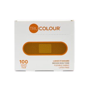Tru-Colour Skin Tone Shade Fabric Bandage Adhesive Strips * Brown, 1 x 3 Inch