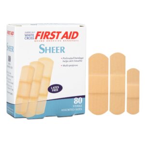 American White Cross Sheer Adhesive Bandages - Assorted Sizes, 80 Count