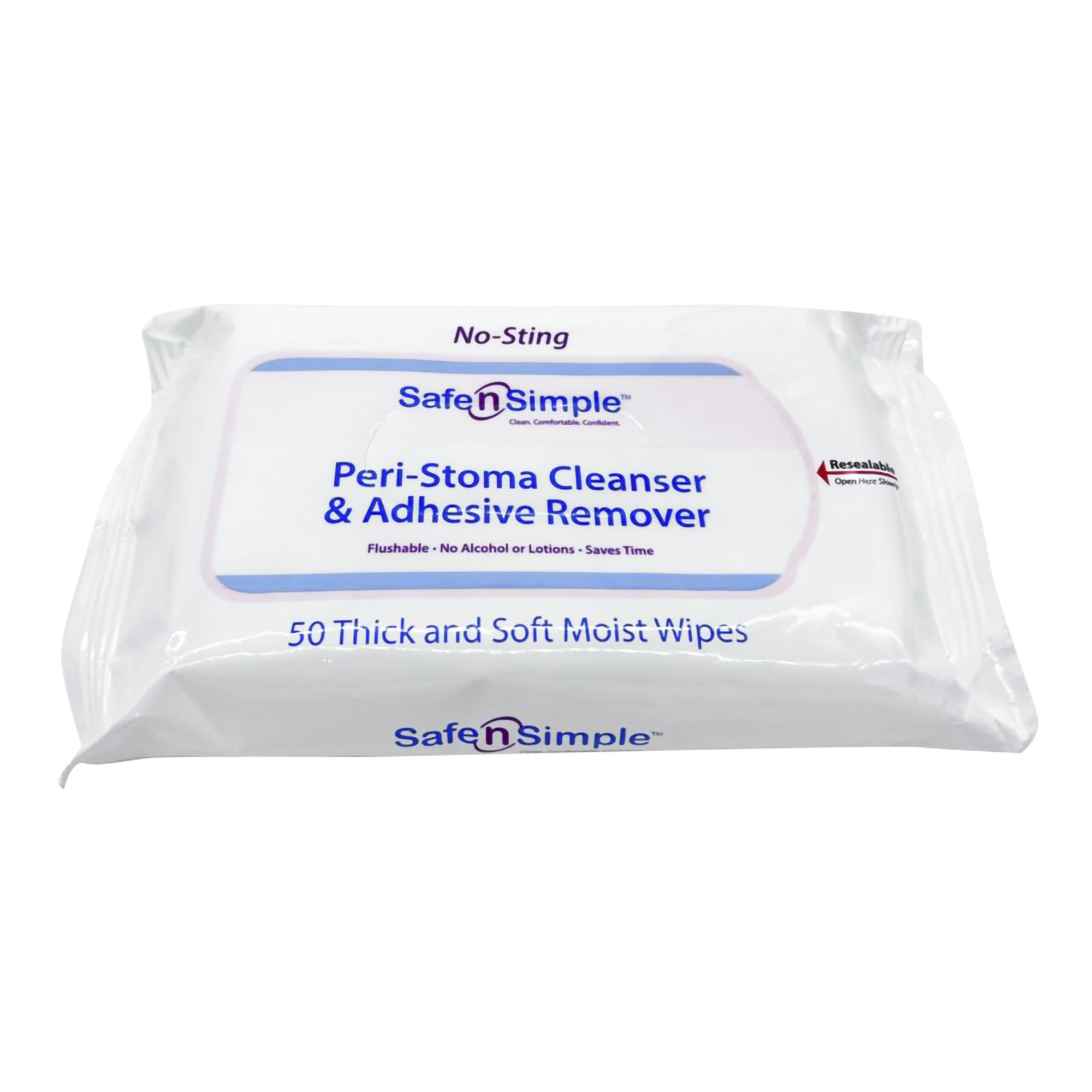 Safe n Simple™ Adhesive Remover Wipes – Gentle, Alcohol-Free Peri-Stoma Skin Cleaning (50 Count)