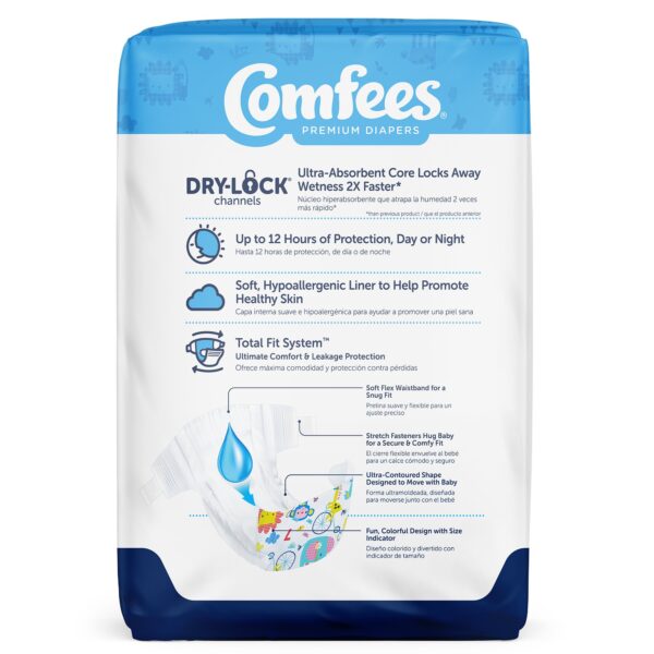 Comfees Size 7 Baby Diapers by Comfees * Moderate Absorbency, Refastenable Tabs, Kid Design - Image 3