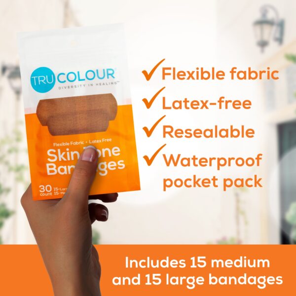 Tru-Colour Brown Adhesive Bandages 1 x 3 Inch - Waterproof Fabric Strips for Wound Care - Image 6