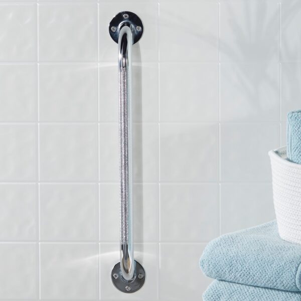 McKesson Wall Grab Bar, 18 Inch Chrome Finish with Knurled Steel - ADA Compliant Safety Support - Image 4