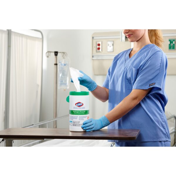 Clorox Healthcare® Hydrogen Peroxide Cleaner Disinfectant Wipes, Canister (155 Count) - Image 5