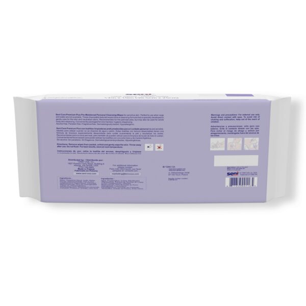 Seni® Care Premium Plus Personal Cleansing Wipes – Unscented, Nonwoven, Soft Pack, 48 Count - Image 2