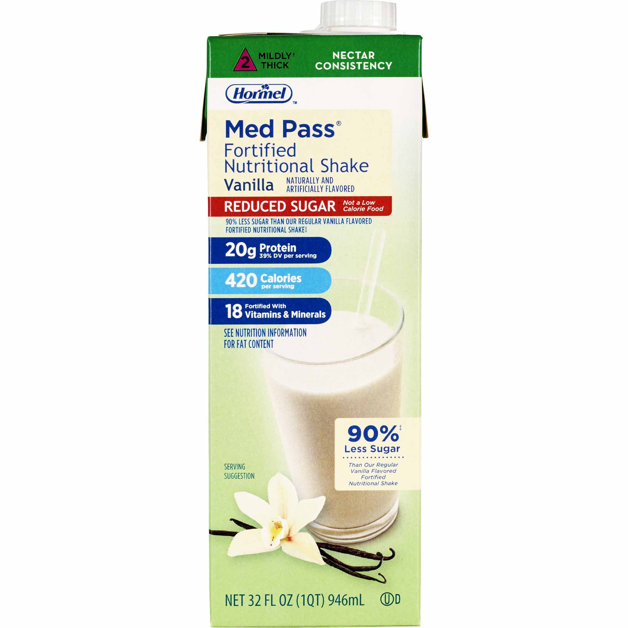 Med Pass? Reduced Sugar Vanilla Fortified Nutritional Shake * 32 oz Carton for Adult Oral Supplementation