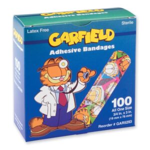 ASO Kid Design Garfield Adhesive Bandage, 3/4 x 3 Inches - Comfortable & Water-Resistant Wound Care