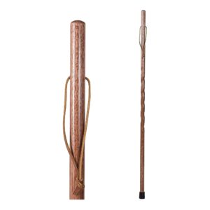 Brazos* Twisted Oak Backpacker Handcrafted Walking Stick * 48-Inch Red Oak Hiking Cane with Leather Loop