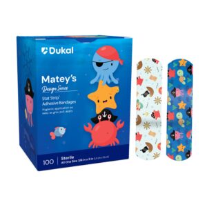 Stat Strip Matey's Adhesive Wound Bandages - 3/4 x 3 Inches, Sterile, Kid Design, 100 Per Box
