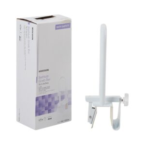 McKesson 146-12036 Bathtub Grab Bar, 14.5-Inch White Steel, Safety Support with Adjustable Clamp Mount