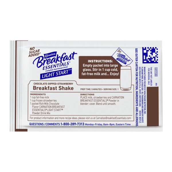 Carnation Breakfast Essentials Light Start Chocolate Nutritional Drink - Instant Powder Supplement with 21 Vitamins & Minerals - Image 6
