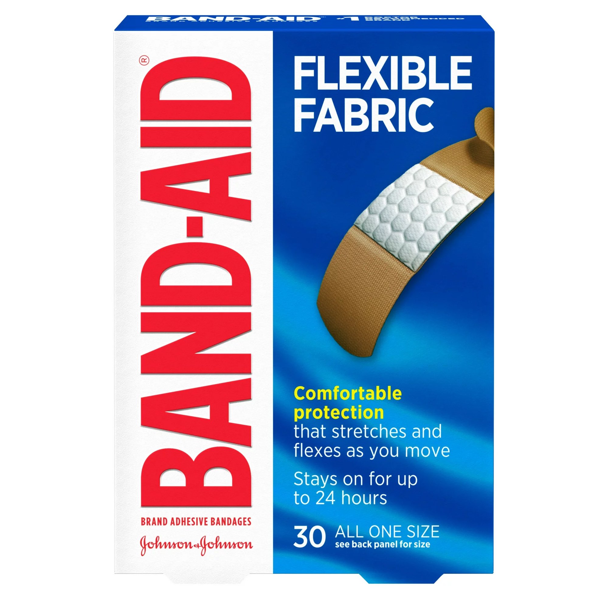 Band-Aid Flexible Fabric Adhesive Bandages - 3/4 x 3 Inches, Sterile, Tan, 30 Count