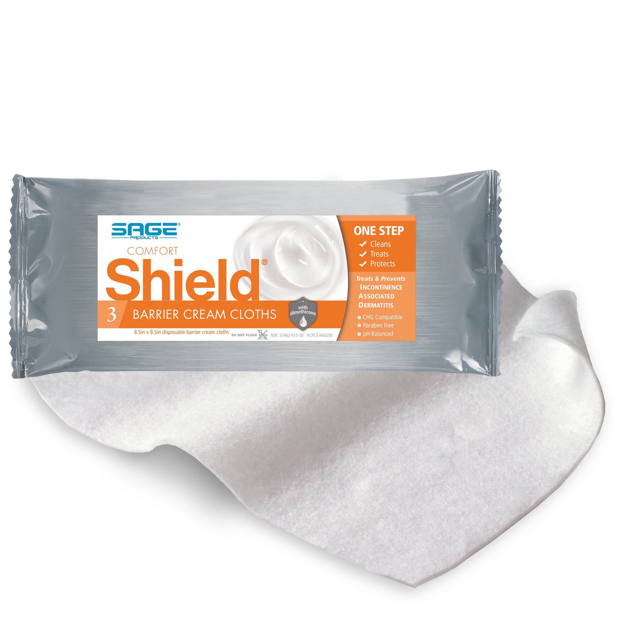 Comfort Shield Barrier Cream Cloths – Soft Pack, 8.5 x 8.5 Inches, 3% Dimethicone for Incontinence Skin Care