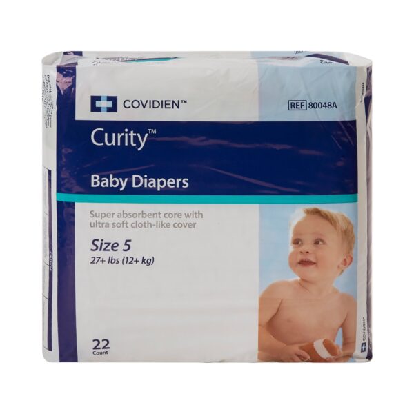 Cardinal Health Wings Curity Size 5 Unisex Baby Diapers - Heavy Absorbency, 27+ lbs, 22 Pack - Image 2