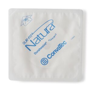 Sur-Fit Natura® Two-Piece Durahesive® Skin Barrier with 45 mm Flange – 4 x 4 Inch, Extended Wear, Flat Shape for Liquid Stoma Output