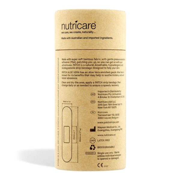 Patch* Adhesive Bandage with Aloe Vera - 3/4 x 3 Inch, Eco-Friendly Bamboo & Natural Aloe Vera for Sensitive Skin - Image 2