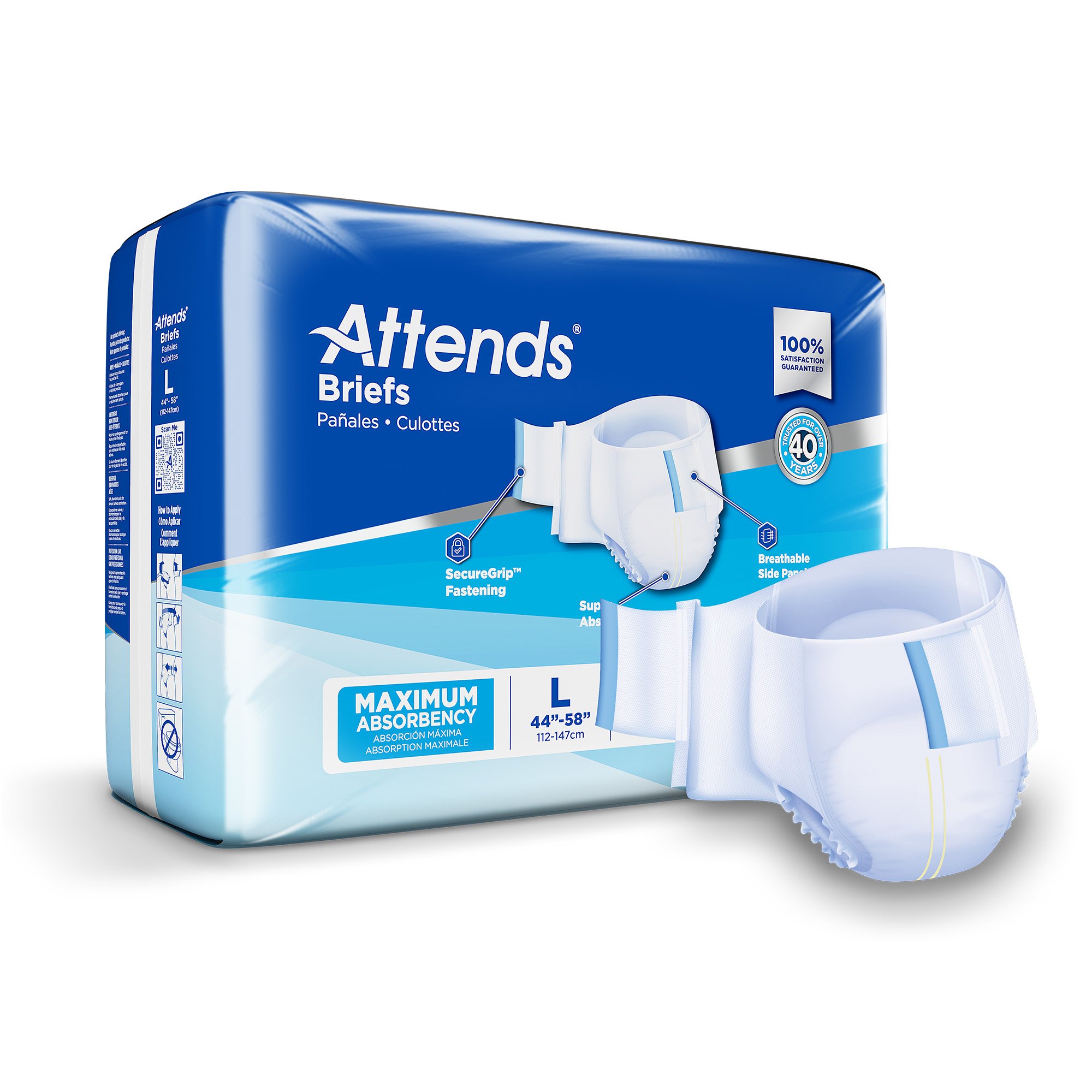Attends® Large Heavy Absorbency Disposable Incontinence Briefs for Adults