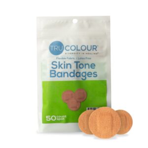 Tru-Colour Olive Adhesive Spot Bandages - Waterproof Fabric Wound Care (50 Pack)