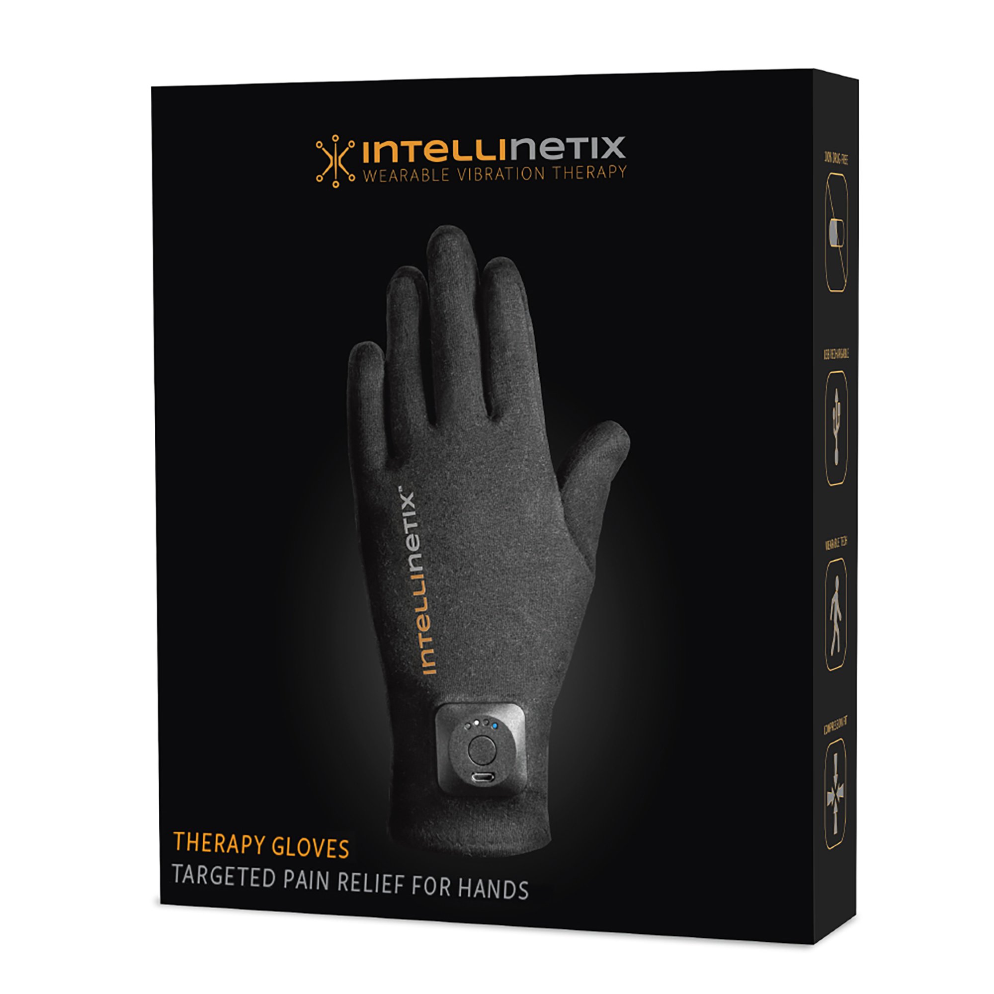 Intellinetix® Arthritis Vibrating Gloves - Small, Black - Vibration Therapy for Pain Relief and Improved Circulation