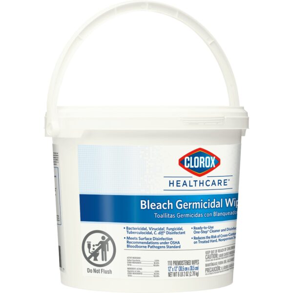 Clorox Healthcare Bleach Germicidal Wipes – 12 x 12 Inches, 110 Count, Hospital-Grade Surface Disinfectant - Image 4