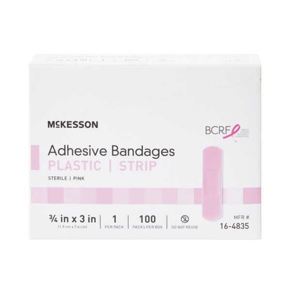 McKesson Pink Adhesive Bandages, 3/4 x 3 Inch - Sterile Nonstick Wound Care Strips - Image 5