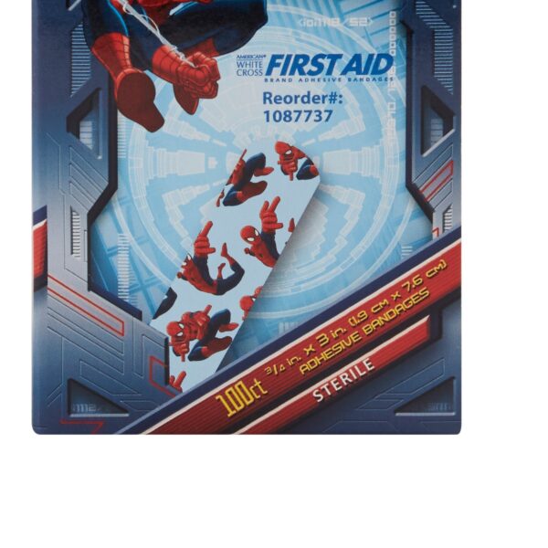 American White Cross Stat Strip Adhesive Bandages with Spider-Man Design, 3/4 x 3 Inches - Image 4