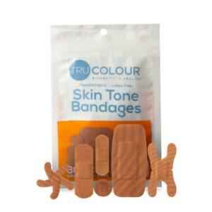 TruColour? Brown Assorted Adhesive Bandages * Waterproof Fabric Wound Care (30 Pack)